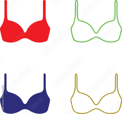 Bra icon set, lingerie fashion design, bra clothing vector, underwear apparel symbol, intimate wear, body outfit, professional minimal icon pack