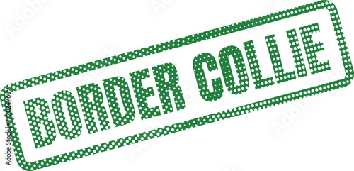 Border Collie text features green polka dots against a white background with transparency