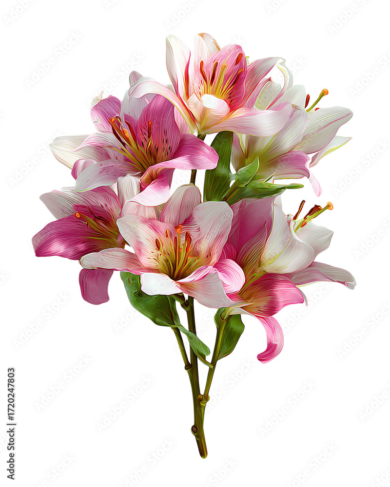 Fototapeta premium A single pink and white flower with a green stem