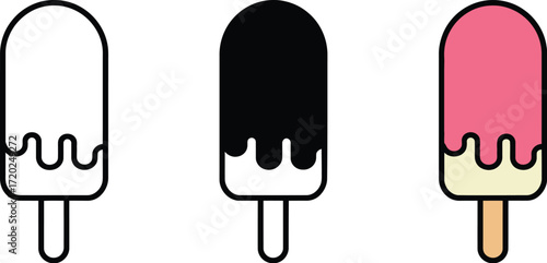 Popsicle ice cream summer treat vector illustration dessert frozen sweet icon