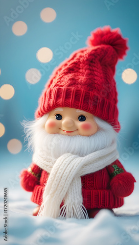 Cute Christmas Gnome in Snowy Wonderland