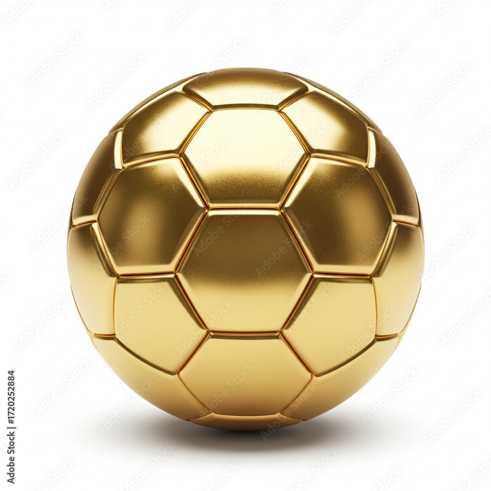 Naklejka premium A shiny golden soccer ball isolated on white