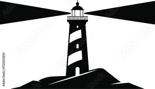 Lighthouse Beacon Navigation Maritime Tower Safety Silhouette Vector