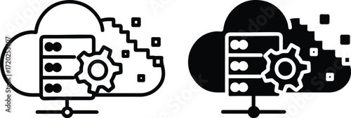 Cloud Server Icon, Data Hosting Technology Symbol
