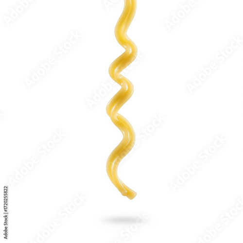 A single piece of ramen noodles isolated on white