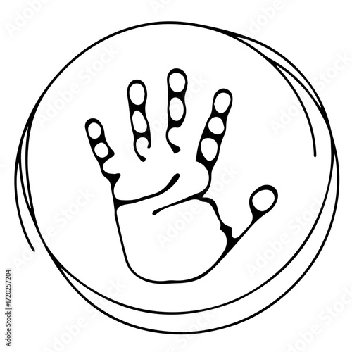 One line drawing handprint minimalist black and white style children’s concept