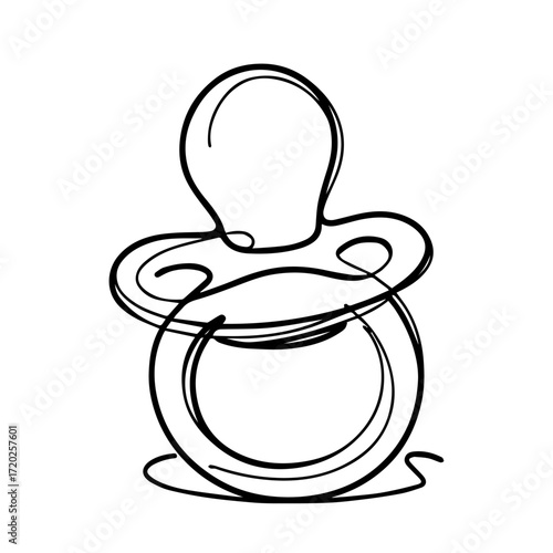 One line drawing pacifier minimalist black and white style children’s concept