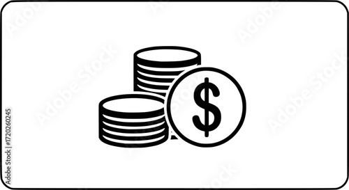 a money icon, black and white, flat vector illustration 

