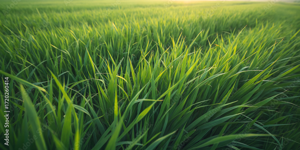 Fototapeta premium landscape with green field and blue sky