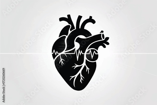 Heart Beating Silhouette Vector — High-Quality Black Icon
