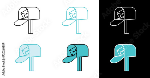 Mailbox with mail icon for email and messaging in line and fill style