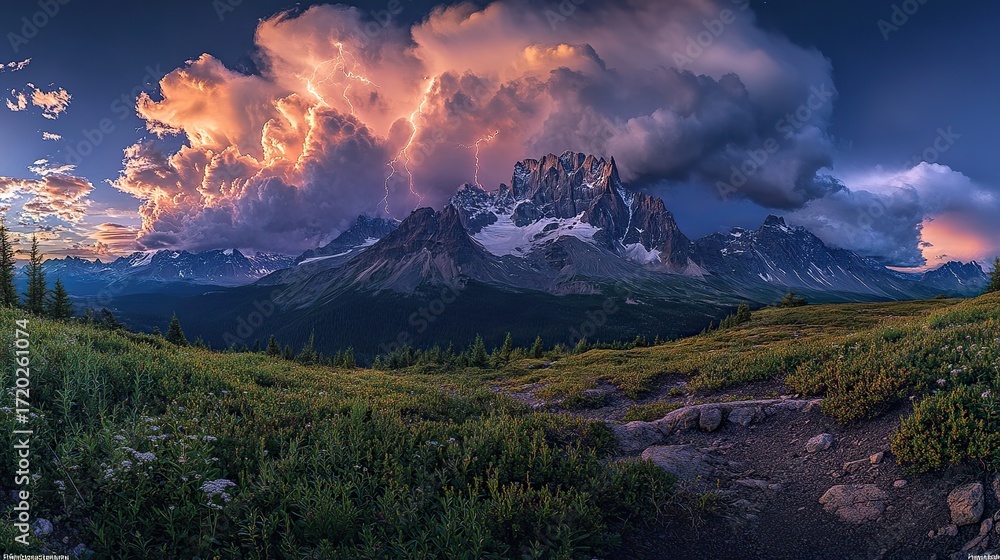 Obraz premium Clouds, lightning, panoramas