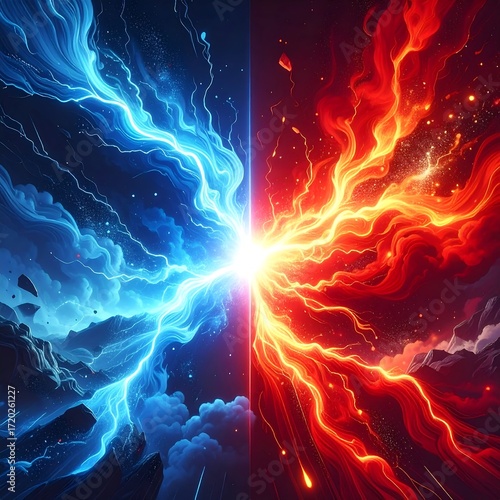 A clash of vibrant, opposing forces