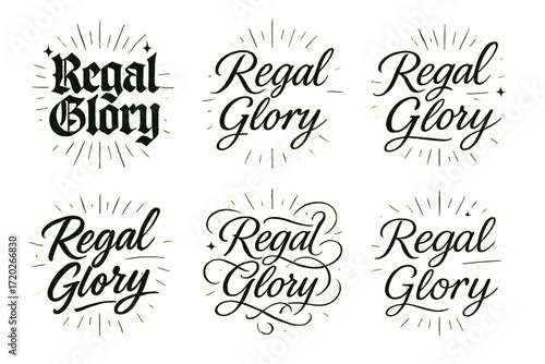 Regal Glory Calligraphy. Regal Glory. Create a calligraphy lettering illustration of the phrase: Regal Glory.