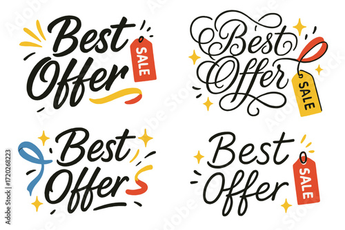 Calligraphy Best Offer. Best Offer. Create a calligraphy lettering illustration of the phrase: Best Offer.