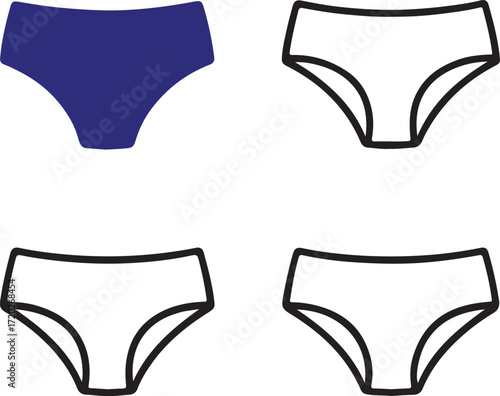 Panty icon set, lingerie clothing design, panty underwear vector, fashion symbol, body outfit, intimate wear, professional minimal icon pack
