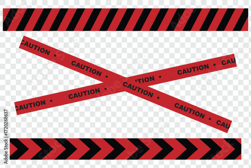 Caution tapes. Yellow warning danger tapes. Do not cross ribbons. Realistic tapes for police, Restricted area, under construction, crime scene. overlapping diagonally ribbon. Yellow Caution Tapes  