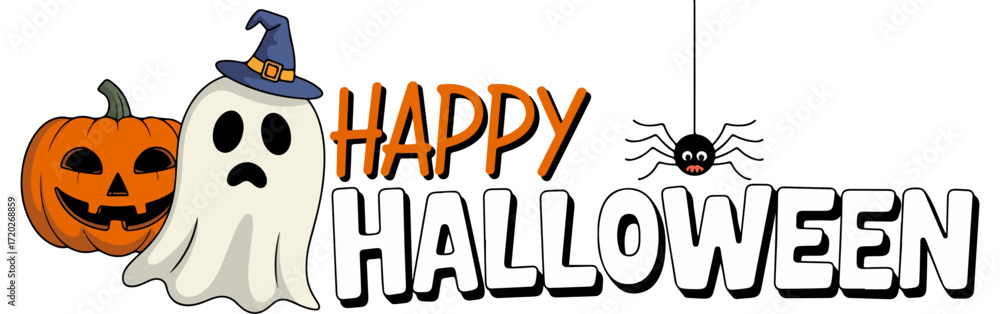Fototapeta premium happy halloween text logo design