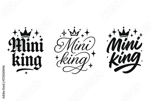 Mini King Calligraphy. Mini king. Create a calligraphy lettering illustration of the phrase: Mini king. Render