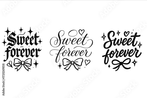 Sweet Forever Calligraphy. Sweet forever. Create a calligraphy lettering illustration of the phrase: Sweet