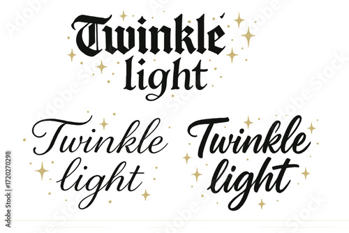 Twinkle Light Calligraphy. Twinkle light. Create a calligraphy lettering illustration of the phrase: Twinkle