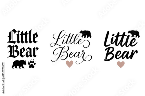 Little Bear Lettering. Little bear. Create a calligraphy lettering illustration of the phrase: Little bear.