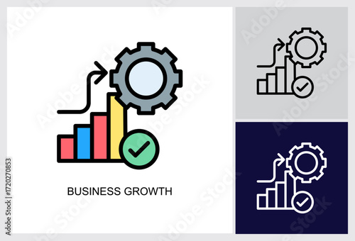 Business Growth icon Multi Style Vector Illustration 
