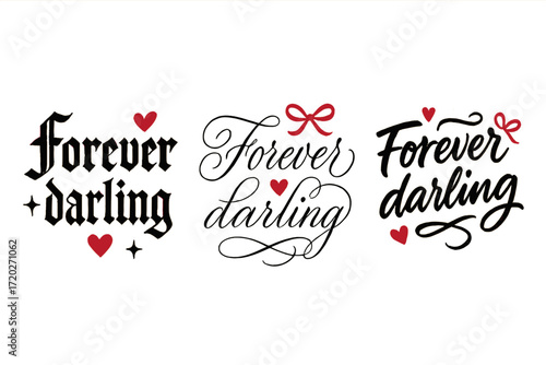 Elegant Calligraphy Designs. Forever darling. Create a calligraphy lettering illustration of the phrase: