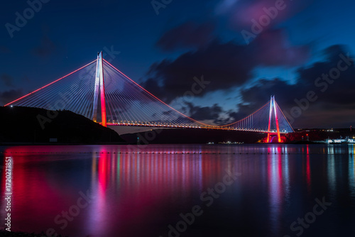 Bild auf Leinwand Long exposure view of Yavuz Sultan Selim bridge, which is known as 3rd birdge of