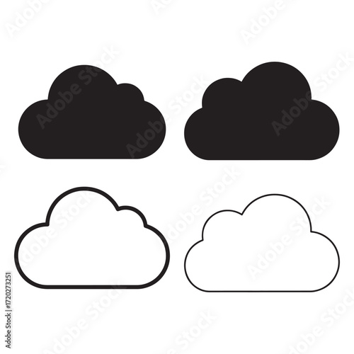 Cloud Silhouette and Outline Vector Icon