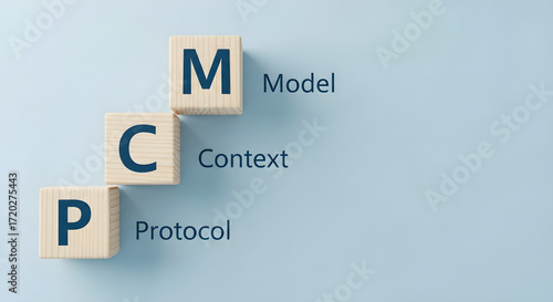 MCP - Model Context Protocol acronym on wooden blocks