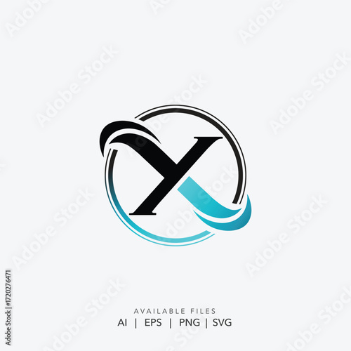 Modern abstract letter X business logo, professional corporate circle swoosh branding logo, uturistic innovative technology company logo