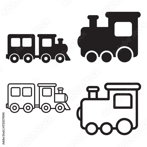 Train Icon Silhouette and Outline Vector