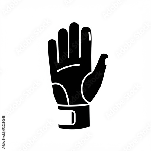 Fencing glove in black silhouette on a white background  