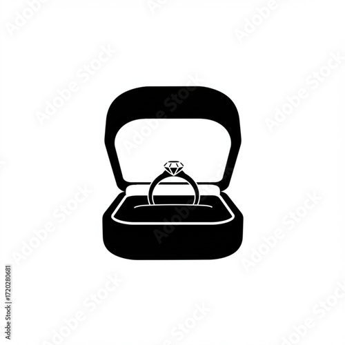 Velvet box with ring displaying diamond engagement ring  