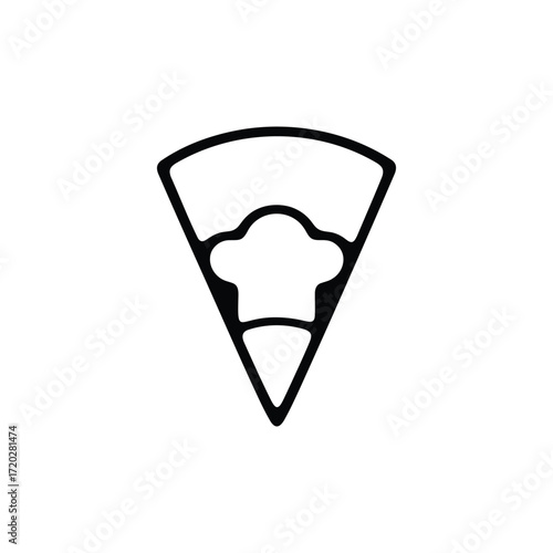 Delicious Slice Pizza with a Chef's Hat in Triangle Food Concept Graphic Illustration
