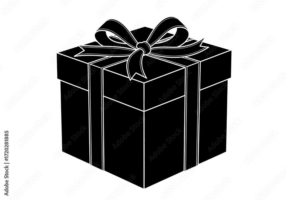 Obraz premium A stylized glowing outline of a gift box with a bow isolated on transparent background