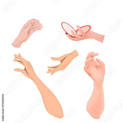 collection of several hands with various gestures and postures