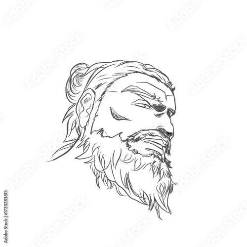 portrait of a bearded middle-aged man's face without background
