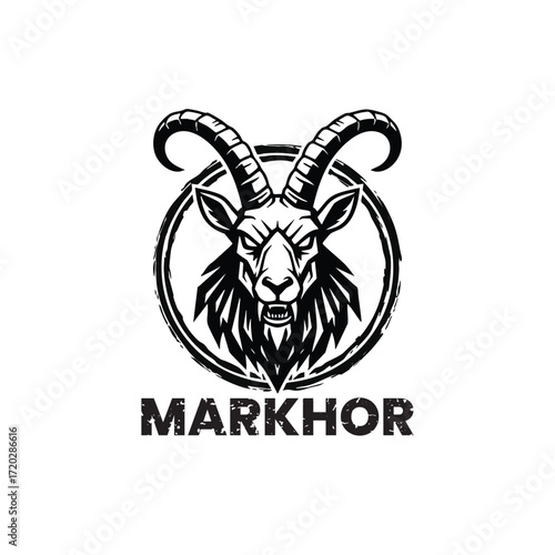 Vector illustration of Markhor and name design