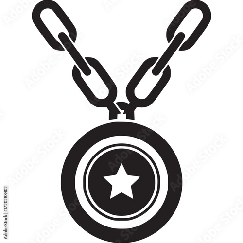 Medallion icon isolated on white background, a symbol of honor, achievement, and membership, representing affiliation, recognition, and distinction in a simple, clean design