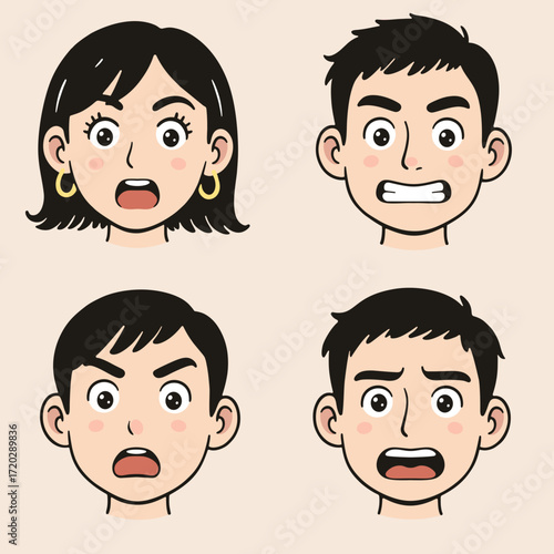 People with negative emotions on faces . set 