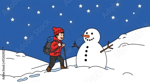 Winter Adventure A Snowman's Welcome in the Snowy Wilderness Under a Starry Sky _20250708_125436 (3)
