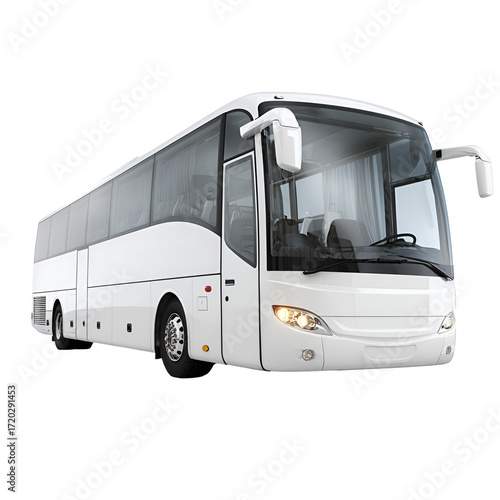 White Passenger Bus Isolated on White Background