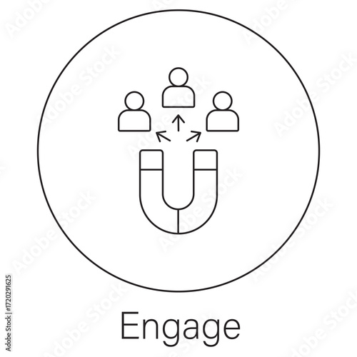 Engage Icon, Engage to Inspire, Power of Meaningful Engagement, Connecting Through Interaction, Driving Loyalty with Engagement, vector