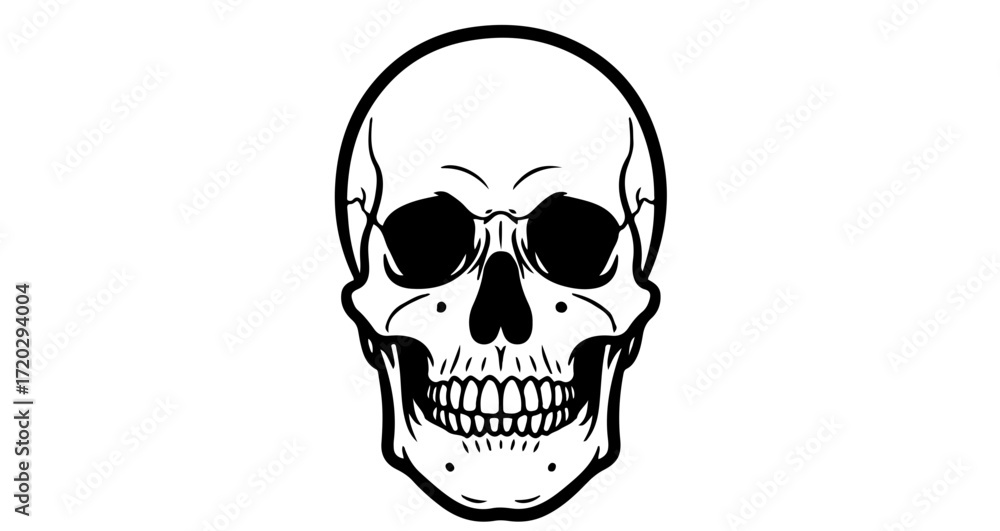 Obraz premium Illustration of a human skull with detailed features, perfect for tattoo design