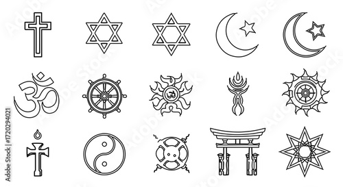 Set of world religion symbols vector illustration
