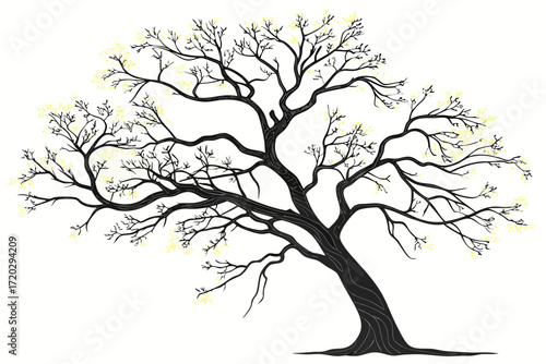 Realistic vector tree illustration with translucent leaves scalable eps icon