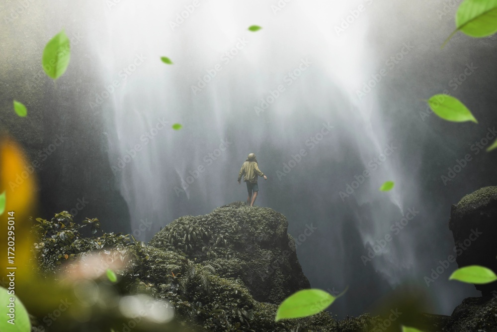 Fototapeta premium Nature waterfall in Java, Indonesia