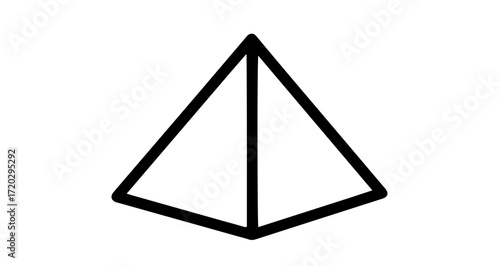 Simple pyramid shape, a geometric figure with triangular faces and a polygonal base